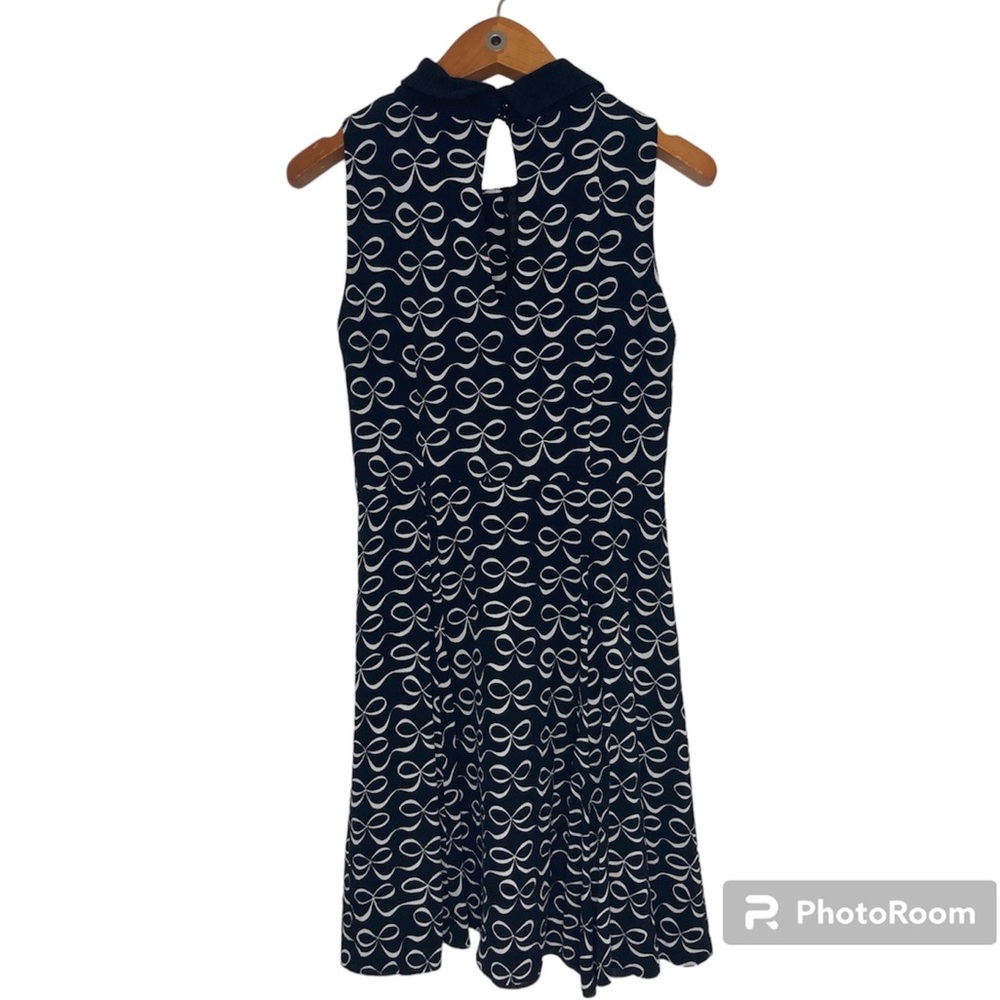 Kate Spade Size 6 Dress Bow Print Mackenna Fit Flare Chelsea Collar Black White - Picture 2 of 6